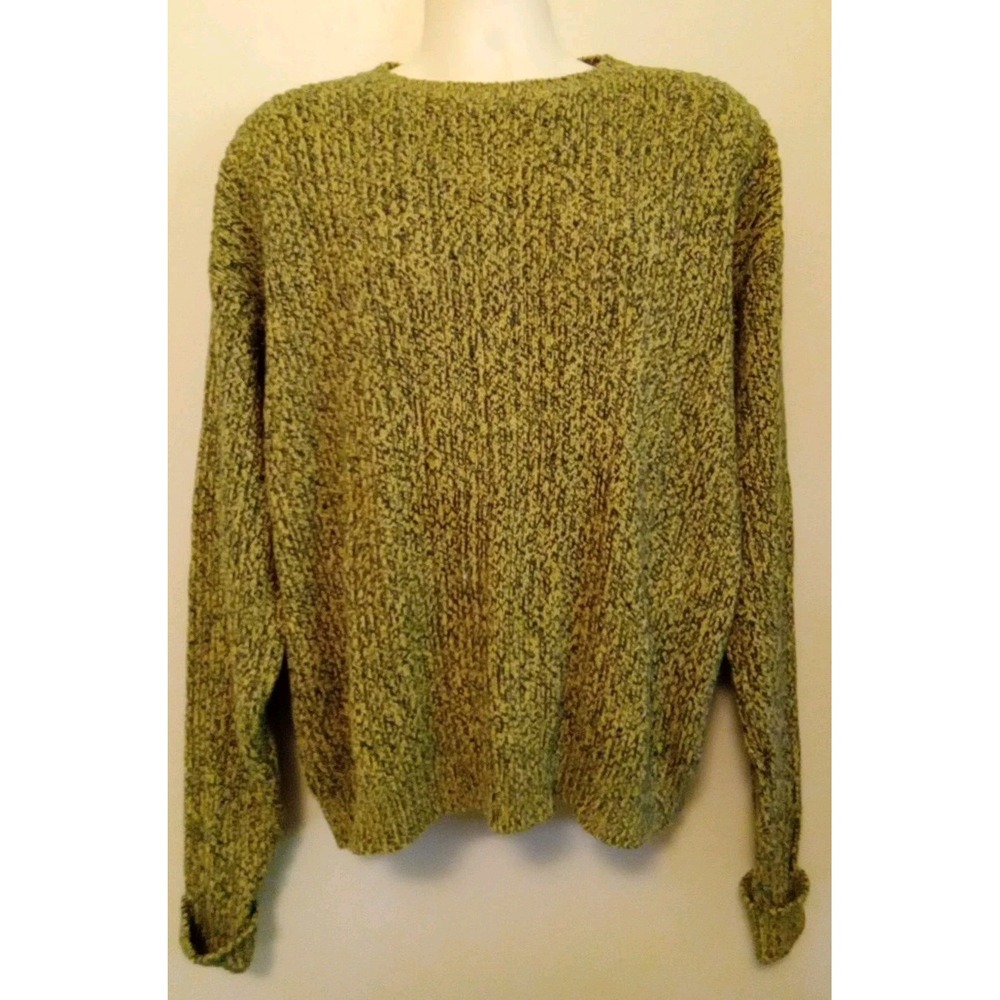 J Crew Men Oarsman Green Beige Thick Knit Cotton Sweater Size XL Tall